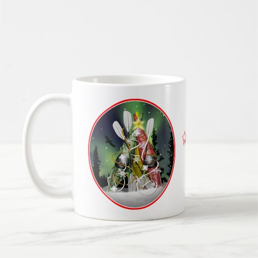 De kerstboom van Kayak Aurora Borealis Koffiemok (Links)