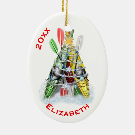 De kerstboom van Kayak Keramisch Ornament (Achterkant)