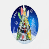 De kerstboom van Kayak Metalen Ornament (Voorkant links)