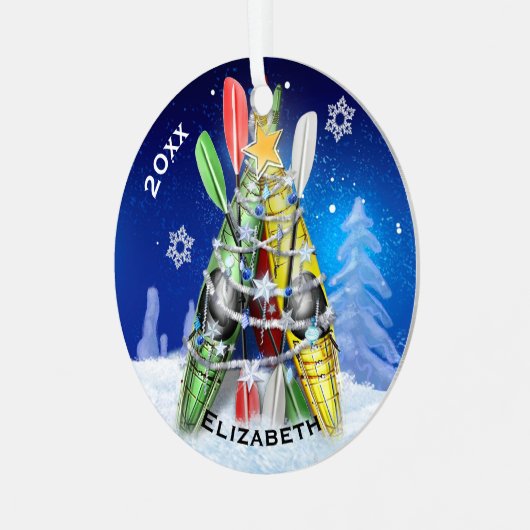 De kerstboom van Kayak Metalen Ornament (Voorkant links)