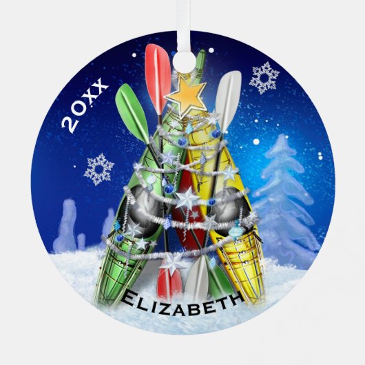 De kerstboom van Kayak Metalen Ornament (Achterkant)