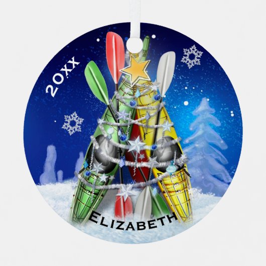 De kerstboom van Kayak Metalen Ornament (Voorkant)