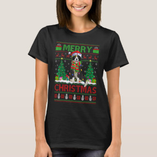 De kerstboom verlicht de Ugly Santa Border Collie T-shirt