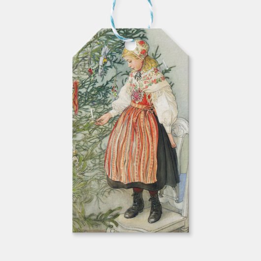 De kerstboom versieren - Carl Larsson Cadeaulabel (Voorkant)