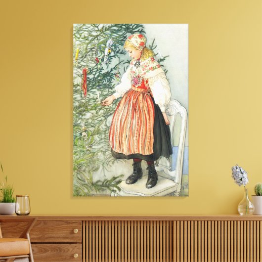 De kerstboom versieren - Carl Larsson Canvas Afdruk (Insitu (Woonkamer))