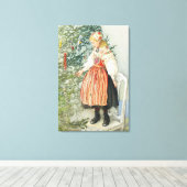 De kerstboom versieren - Carl Larsson Canvas Afdruk (Insitu (Houten vloer))