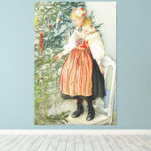 De kerstboom versieren - Carl Larsson Canvas Afdruk (Insitu (Houten vloer))