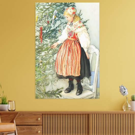 De kerstboom versieren - Carl Larsson Canvas Afdruk (Insitu (Woonkamer))
