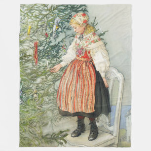 De kerstboom versieren - Carl Larsson Fleece Deken