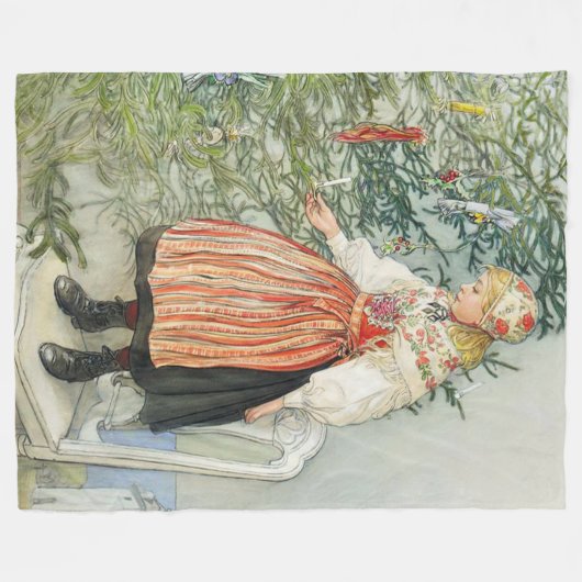 De kerstboom versieren - Carl Larsson Fleece Deken (Voorkant (Horizontaal))