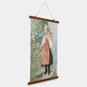 De kerstboom versieren - Carl Larsson Hangend Wandkleed (Gebogen)
