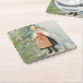 De kerstboom versieren - Carl Larsson Kartonnen Onderzetters (Gebogen)