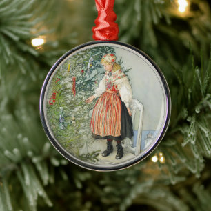 De kerstboom versieren - Carl Larsson Metalen Ornament