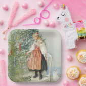 De kerstboom versieren - Carl Larsson Papieren Bordje (Feest)