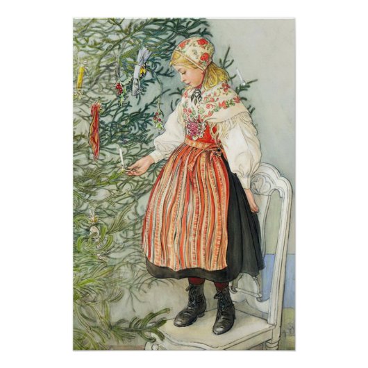 De kerstboom versieren - Carl Larsson Perfect Poster (Voorkant)