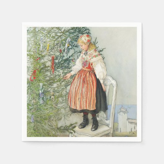 De kerstboom versieren - Carl Larsson Servet (Voorkant)