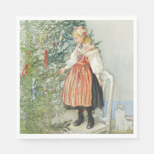 De kerstboom versieren - Carl Larsson Servet