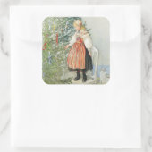 De kerstboom versieren - Carl Larsson Vierkante Sticker (Tas)