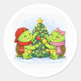 De Kerstboom Versieren Ronde Sticker