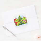 De Kerstboom Versieren Ronde Sticker (Envelop)