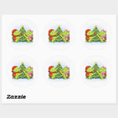 De Kerstboom Versieren Ronde Sticker (Vel)