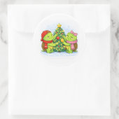De Kerstboom Versieren Ronde Sticker (Tas)