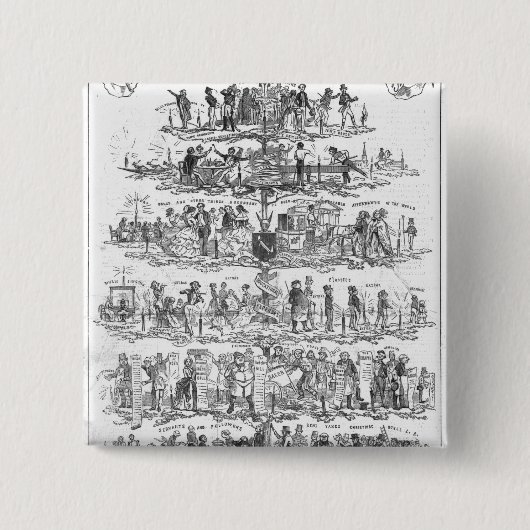 De kerstboom vierkante button 5,1 cm (Voorkant)
