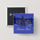 de kerstboomtrouwknop van een bloemmeisje. vierkante button 5,1 cm (Voorkant /achterkant)