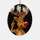 De kerstboomversiering Rudolph verlicht. Keramisch Ornament (Rechts)