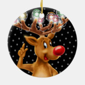 De kerstboomversiering Rudolph verlicht. Keramisch Ornament (Achterkant)