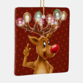De kerstboomversiering Rudolph verlicht. Keramisch Ornament (Rechts)