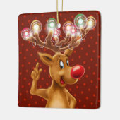 De kerstboomversiering Rudolph verlicht. Keramisch Ornament (Links)