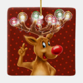 De kerstboomversiering Rudolph verlicht. Keramisch Ornament (Achterkant)