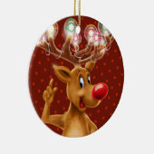De kerstboomversiering Rudolph verlicht. Keramisch Ornament (Rechts)