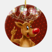 De kerstboomversiering Rudolph verlicht. Keramisch Ornament (Achterkant)