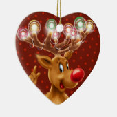 De kerstboomversiering Rudolph verlicht. Keramisch Ornament (Rechts)