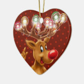 De kerstboomversiering Rudolph verlicht. Keramisch Ornament (Links)