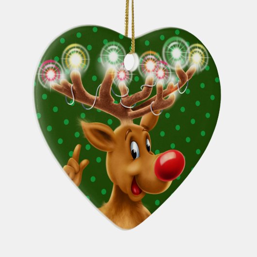 De kerstboomversiering Rudolph verlicht. Keramisch Ornament (Rechts)