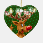 De kerstboomversiering Rudolph verlicht. Keramisch Ornament (Achterkant)