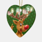 De kerstboomversiering Rudolph verlicht. Keramisch Ornament (Links)