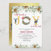 De kerstbundel is onderweg Baby shower Kaart (Voorkant / Achterkant)