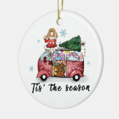 De kerstcadeau is het seizoen keramisch ornament (Links)