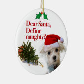 De kerstcirkel rond de Naughty Bichon Keramisch Ornament (Rechts)