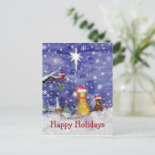 De Kerstdagen van de dieren - waterverf Feestdagenkaart (Staand voorkant)