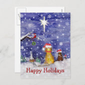 De Kerstdagen van de dieren - waterverf Feestdagenkaart (Voorkant / Achterkant)