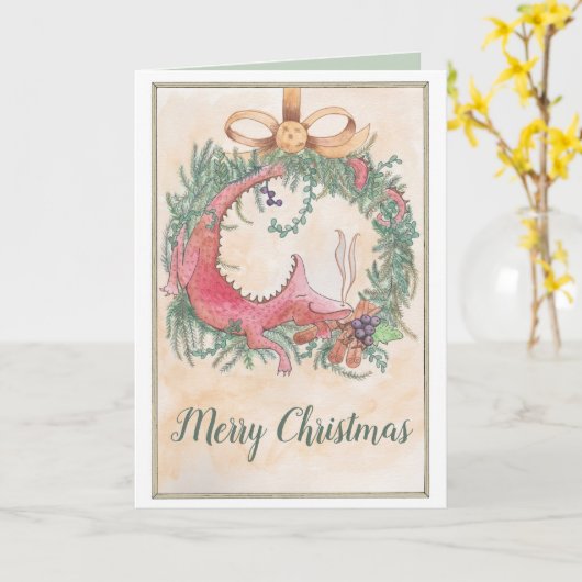 De Kerstdraak Kaart (Gele Bloem)