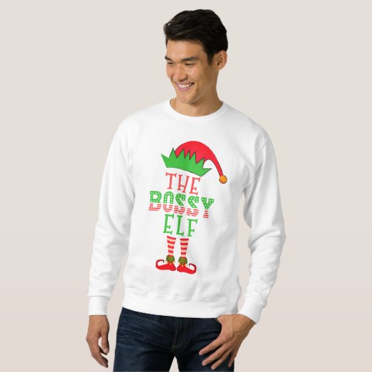 De kerstfamilie Bossy Elf komt overeen met Pajama Trui (Voorkant volledig)