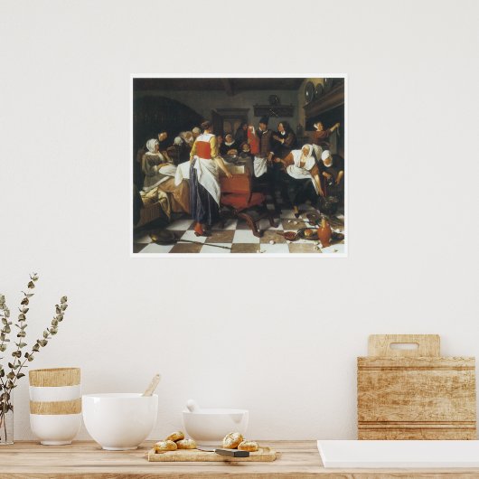 De kerstfeest, 1664 Jan Steen Poster (Keuken)