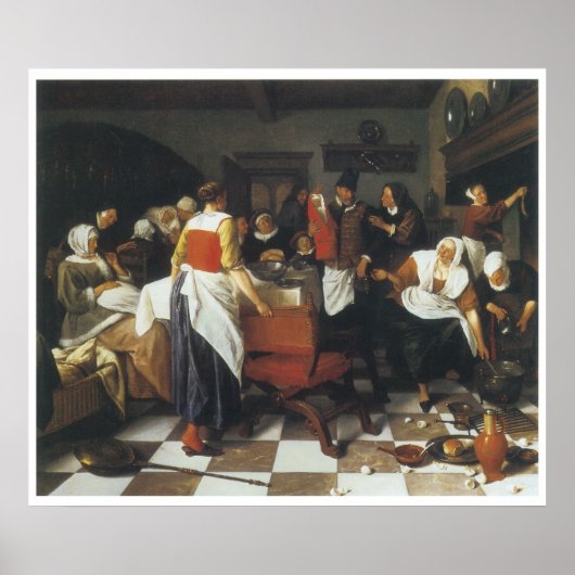 De kerstfeest, 1664 Jan Steen Poster (Voorkant)