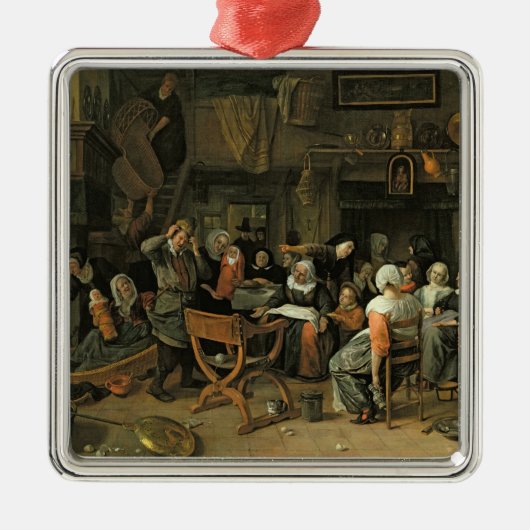 De kerstfeest, 1668 metalen ornament (Voorkant)